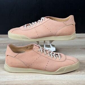Santoni Shoes Mens Size 10 Pink Suede Low Top Casual Leather Sneakers Italy